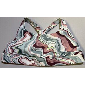 Athleta 1X Ultimate Printed Bra D-DD Watercolor Wave Adjustable Hook & Eye